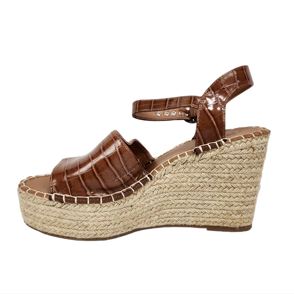 ASOS Design Tanya Brown Mock Crocodile Print Espadrille Wedge Sandals Size 10 - Picture 4 of 10